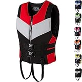 Rettungsweste, Schwimmweste Erwachsene, Schwimmweste für Erwachsene, Unisex Erwachsene Tragbar 50N Auftriebsweste für SUP Wasserski Paddeln Kajak Schnorchel-Weste, Wasser-Sport,Rot,L