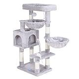 Hey-brother Cat Tree with Toy, Cat Tower for Indoor Cats, Cat House with Large Padded Platform Bed,