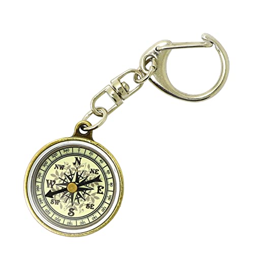 Brújula de bolsillo retro portátil con llavero de zinc miniatura 1