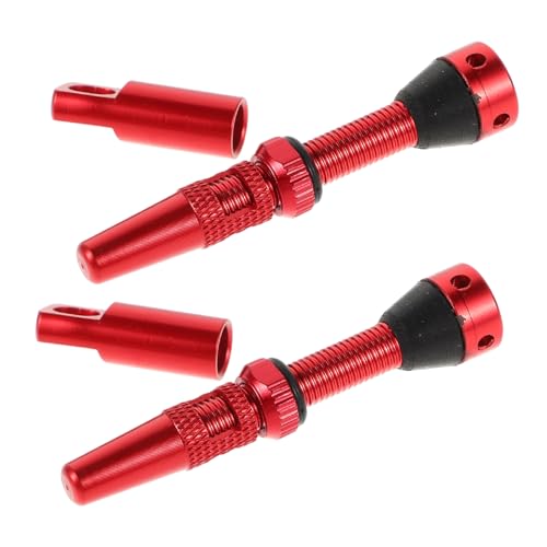 YARNOW 1 Juego Válvula De Bicicleta Válvulas Sin Cámara Adaptador De Válvula para Neumático De Bicicleta Kit De Reemplazo De Vástago De Válvula Rojo Aleación De Aluminio 2 Piezas