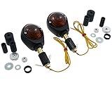 PW OCHSENAUGE Blinker Paar, matt schwarz, getöntes Glas, kompatibel für Motorrad, Roller, Quad