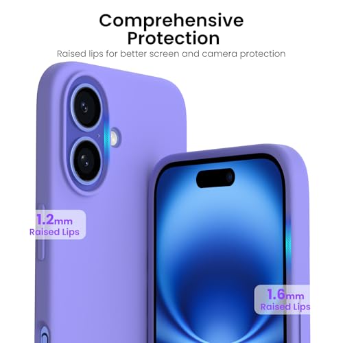 ORNARTO Compatible with iPhone 16 Case 6.1", Slim Liquid Silicone 3 Layers Full Covered Soft Gel Rubber Shockproof Phone Case, Protective Cover with Anti-Scratch Microfiber Lining-Periwinkle by ORNARTO - Used condition - Image 4