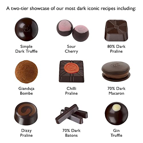 Hotel Chocolat Dark Cabinet - 59 Of Our Finest Dark Chocolates, 540g - Chocolate Box - Suitable For Vegetarians - Gifts For Birthday, Thank You, Congratulations, Anniversary