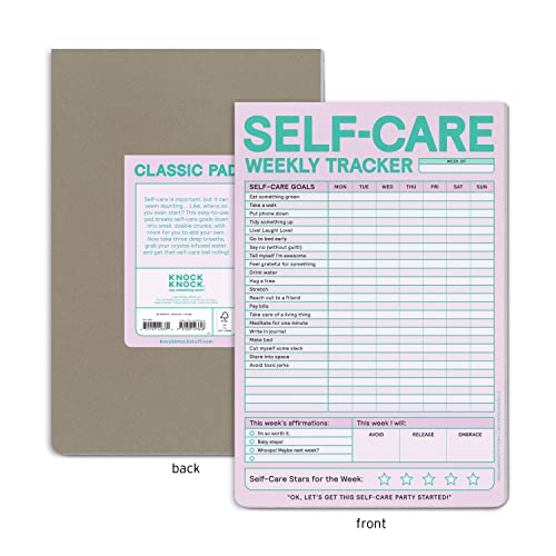 Knock Knock Self-Care Weekly Tracker Pad, Step-By-Step Self-Care Checklist Note Pad (Pastel Version), 6 X 9-Inches #TOP1
