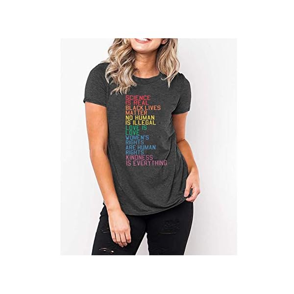 Science-is-Real-Equality-Shirt-Women-Black-Lives-Matter-LGBT-Pride-T-Shirt-Short-Sleeve-Letter-Print-Vintage-Tee-Top Science is Real Equality Shirt Women Black Lives Matter LGBT Pride T-Shirt Short Sleeve Letter Print Vintage Tee Top (M, Gray)