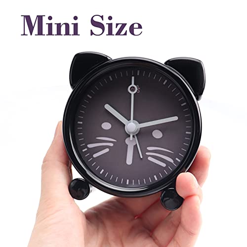 Aolox 3" Alarm Clock Bedside Mini Cute Animal Decoration Small Clock Cat Black #TOP3