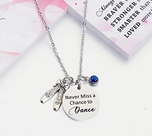kaisinse Dancer Gift Mever Miss a Chance to Dance Birthstone Necklace You're Braver than You Believe Inspirational Gift for Dancer3