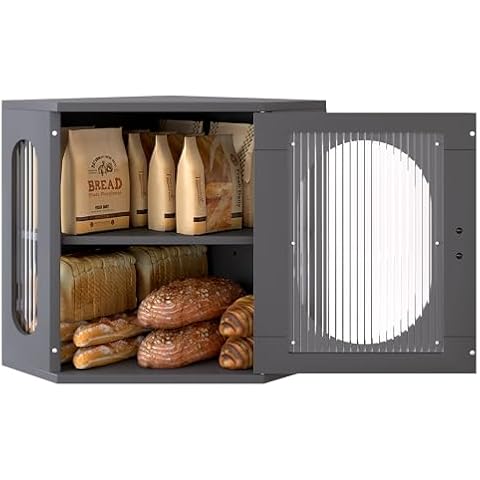 Alpeir Large Wooden Bread Box with Acrylic Window Cover