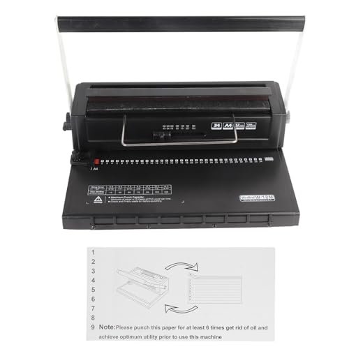 Máquina Manual de Encuadernación Espiral, Perforadora de 34 Agujeros Cuadrados, Capacidad de Corte 12 Hojas 80g, Encuaderna Hasta 120 Hojas A4 A5 - Mango Ergonómico, Diseño de Do