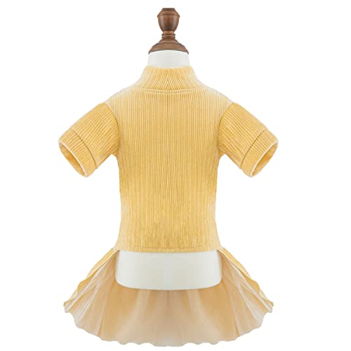 Dog Cute Dress Tutu Outfit Skirt With Beautiful Bowtie For Small Medium Girl Dogs Christmas Holiday Wedding Birthday Party (Yellow, L) #TOP1
