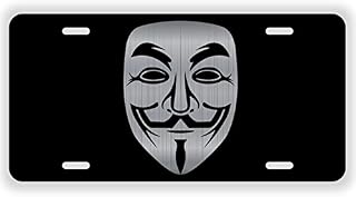 Vincit Veritas Anonymous Mask Black Etched License Plate V for Vendetta Mask Guy