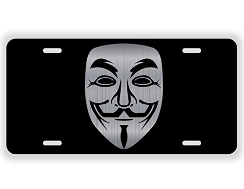 Vincit Veritas Anonymous Mask Black Etched License Plate V for Vendetta Mask Guy