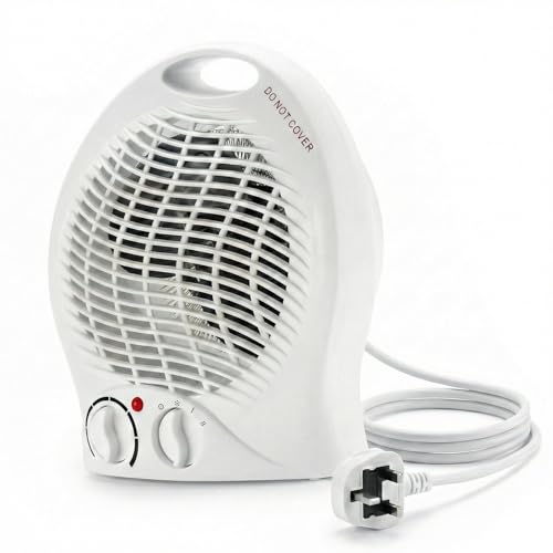 Ventox Fan Electric Heater 2000W with 2 Heat Settings & Fan Mode, Adjustable Thermostat, Energy Efficient, Overheat Protection, Portable Heater for Home & Office (Round)