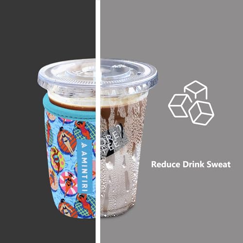 Image of 3 Pack Reusable Sleeve for Iced Coffee Cup, Coffee Neoprene Sleeve for Iced&Hot Drinks, Coffee Sleeve Compatible with Starbucks, Dunkin Coffee Cup. (Summer)