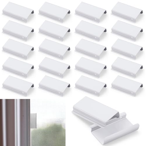 Yaocom 40 Pcs Window Screen Pull Tabs Window Screen Spline Channel Pull Lift Tabs Aluminum Replacement Parts for Anti UV Don't Broken C Shape Frame Center Brace Privacy Mounting (White) by Yaocom - Used condition - US$11.57