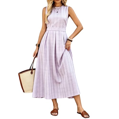 Vestido de cuadros largo estilo casual ideal para paseos y oficina