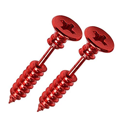 Bobury 1 Par Moda Tornillo Aretes 3D Tornillo de Perforación Pendientes Encanto Pendiente del Perno Prisionero Unisexo Regalo de joyería por SamGreatWorld, Rojo