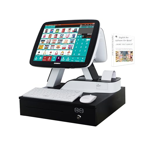 (Ship from USA) POS Cash Register 15'' Touch Screen Windows PC with Built-in 2 1/4'' Thermal Receipt Printer for Retail Businesses SET01
