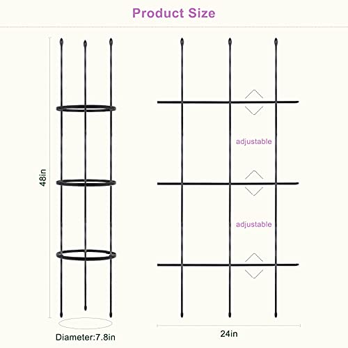 Garden Trellis, 2 Pack Shaped Plant Support, 48" Tomato Cages For Garden, Trellis For Potted Plants Climbing Plants Outdoor Vine Pots Flower Vegetable With 18Pcs Plant Stakes, 6 Shape-Adjustable Rings #TOP2