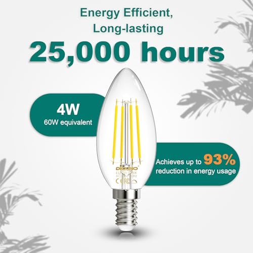 DiCUNO E12 Candelabra LED Bulb Dimmable 60W Equivalent, 5000K Daylight White, 4W 550lm, Vintage Chandelier Light Bulbs, Pack of 10 by DiCUNO - Image 3