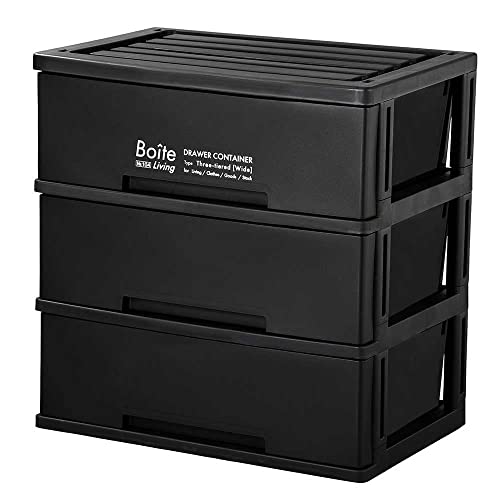 Bestco MA-4044 Boite Storage Chest, 3 Tiers, Living Room, Wide, Black