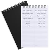 Fuyoooo 2 Pack Steno Pads Spiral 6 x 9 Inch Gregg Rule 100 Sheets Steno Notebook Top Spiral Notebook for Writing Steno Books for Office College Home Office (Black)