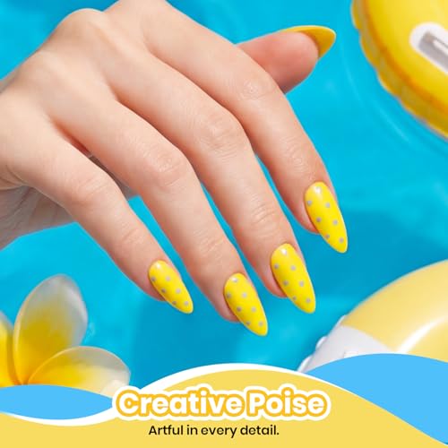 Image of Beetles Yellow Gel Nail Polish - Beetles Summer Voyage Lemon Stripe Summer Nails, Neon Yellow Gel Nail Polish, Same Color Bottle, Soak Off UV LED Neon Nails, Manicure Salon DIY for Holiday
