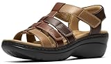 Clarks Collection Women's Merliah 2 Ruby Wedge Sandal, Tan Combi Leather, 7 Wide US