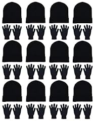 Black (12 Beanies/12 Pairs Gloves)
