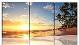 Beach Canvas Wall Art Pictures for Living Room Blue Ocean Palm Trees Painting for Bathroom Decor 3 P