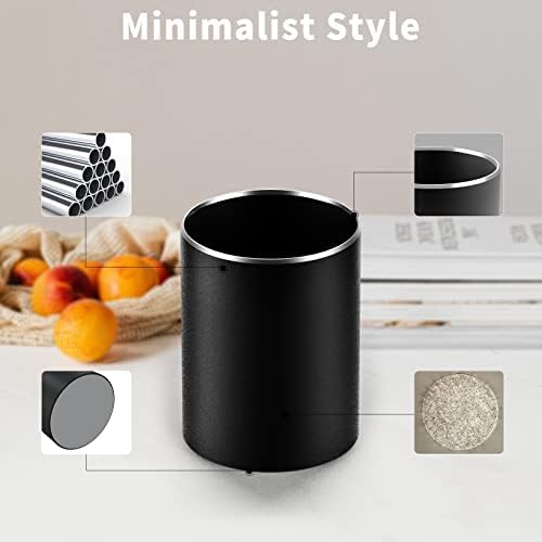 Giecy Pen holder for desk,tidy round metal aluminum pen pots desk stationary organisers and pencil holder for Classroom,Office,Home and Kids, Non-slip silicone bottom(Black)