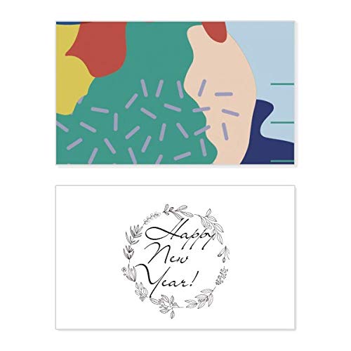 Tarjeta conmemorativa de Año Nuevo con diseño de plantas abstractas y mensaje de bendición
