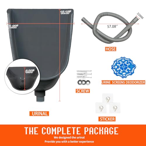 Waterless Urinal Garage Urinal for Men Plastic Urinals for Men Toilet Urine Diverter Outdoor Urinal Wall-Mounted Urinals For Men Bathroom, No-Drill Lnstallation Self-Adhesive Mens Urinal (3, Gray) by shawoo - Image 2