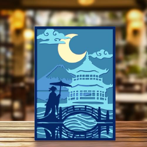 DELORIGIN Layered Japanese Architecture Cutting Dies for Card Making, Carbon Steel Cut Die Border Stencils Scrapbooking Embossing Template Dies for Paper Crafting DIY Photo Album Collage Card Making