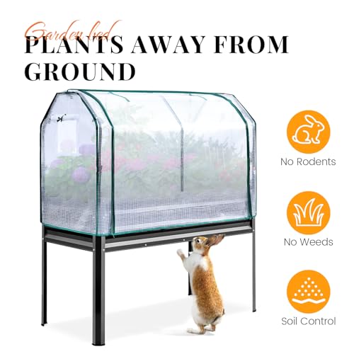 King Bird Large Raised Garden Bed with Cover & Netting Galvanized Elevated Planter Box with Legs 72×23×55 in for Backyard, Patio, Balcony, 700lb Capacity, Dark Grey by KING BIRD - Image 5