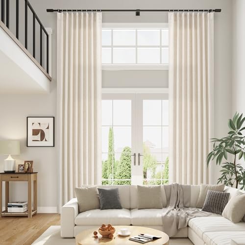 Aersas Natural Pinch Pleat Linen Curtains 142 Inch Length 2