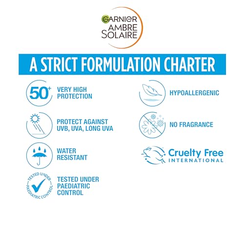 Garnier Ambre Solaire Baby Sun Cream, Travel Sunscreen, Baby in the Shade Ultra-Soft Sunscreen SPF50 50ml, UVB & YVA Protect, Hypoallergenic, Fragrance Free, Suitable for Sensitive Skin