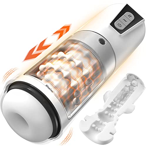2 in 1 Automatic Male Masturbators Cup with Thrusting & Vibrating, Electric Pocket Pussy with Bead Ring for Penis Stimulation, Ulovime Adult Male Sex Toys for Men Masturbation.