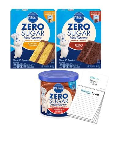 Pillsbury Sugar Free Devil Cake Mix & Yellow Cake Mix With Pillsbury Sugar Free Chocolate Fudge Frosting | Bonus 1 Happy Home Notepad #TOP18
