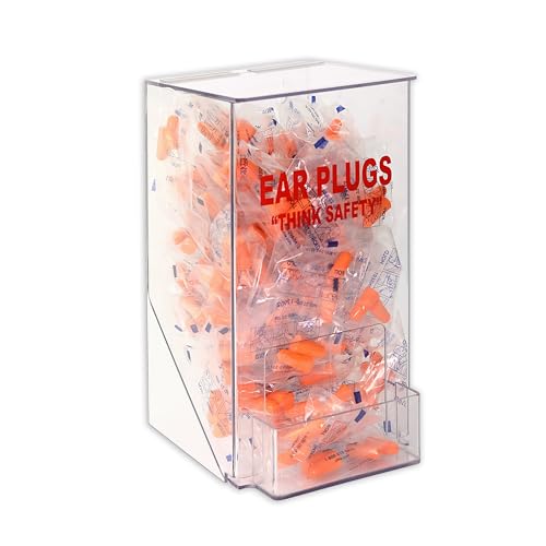 Windy City Cabinet Ear Plug Dispenser - Table Top or Wall Mount - Holds 100 Pairs - Hinged Top & Front Pocket - Durable PETG Plastic - Shatter-Resistant PPE Box - Made in USA