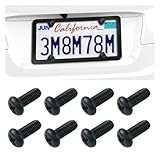 8PCS Rear License Plate Screws, M5 Bolt Phillips Machine Pan Head 18-8, Compatible with Tesla Model 3, Y and BMW, Stainless Steel Black Oxide Car License Plate Frame Screws