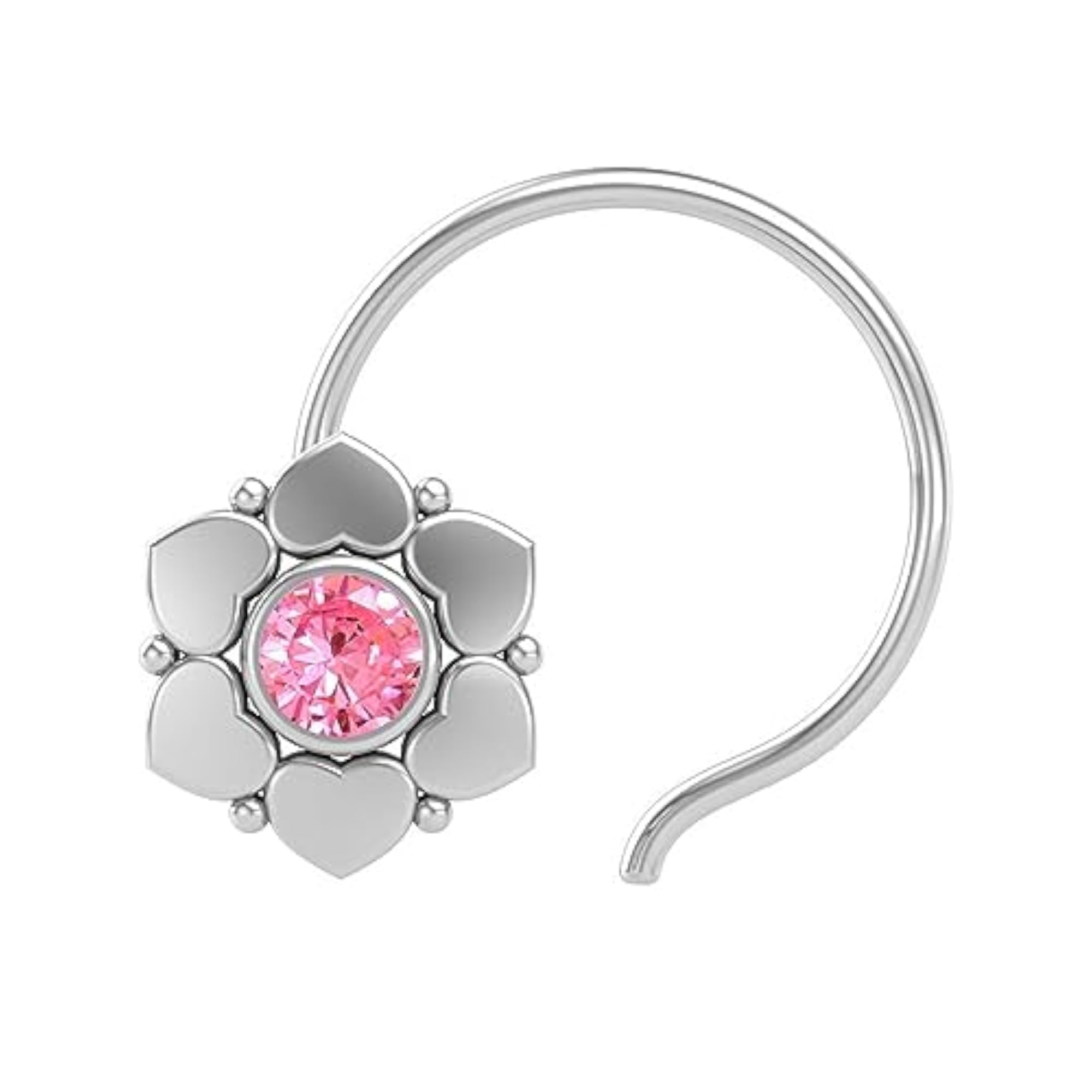 925 Sterling Silver Stone Nose Pin for Girls and Women