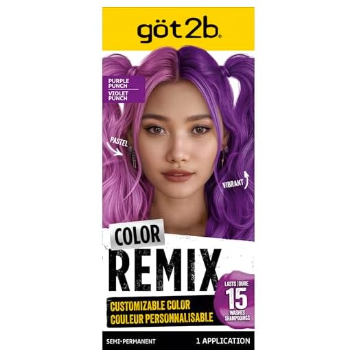 got2b Color Remix Semi-Permanent Hair Color, Purple Punch 094, Customizable Temporary Hair Dye to Create A Vibrant or Pastel Shade, Easy At-Home Application, Lasts Up to 15 Washes
