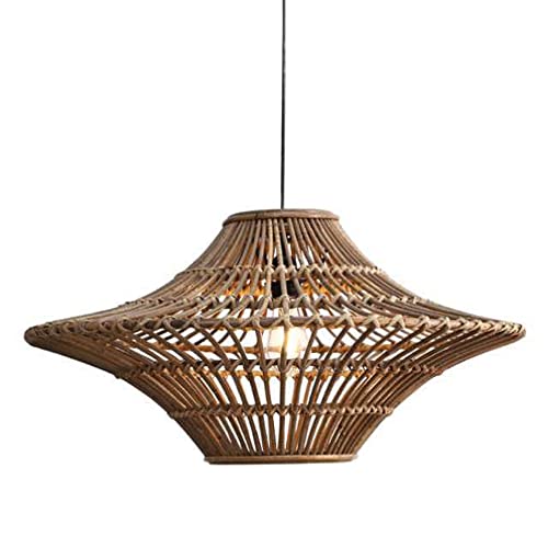 CCACHE Lámpara colgante de ratán vintage Lámpara colgante de ratán del sudeste asiático Lámpara de sala de estar moderna minimalista para B&B Comedor Pasillo Lámpara colgante de techo Pantalla de ratá