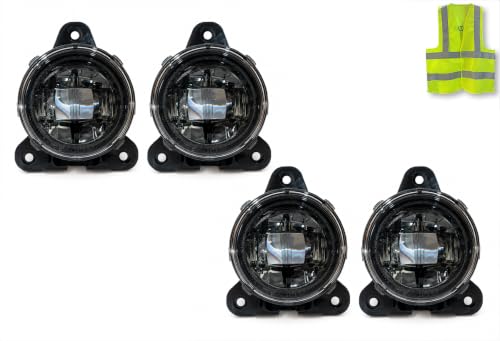 Image of KOZAK Fogs Light LED Lamp Black Housing Set 4 Pcs (20260604) Compatible with Volvo VNL 2018-2024 Includes Logo and Reflective Vest