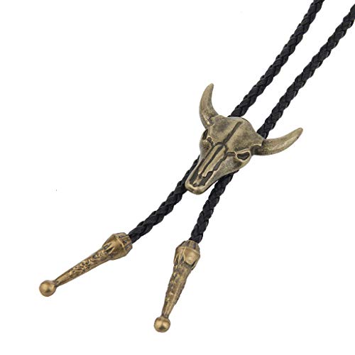 Image of GelConnie Native American Bolo Tie Rodeo Cowboy Leather Necktie Western Necklace Costume Accessories for Men,Women