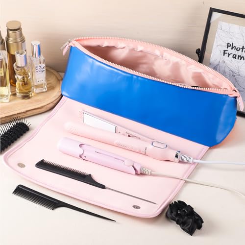 Sadnyy Hair Tools Travel Bag and Heat Resistant Mat 2-in-1 Hot Hair Tools Organizer for Curling Flat Irons Straighteners Portable Hairstylist Travel Bag Women Haircare Accessories, 16.1\'\'x5.1\'\'x4.3\'\'