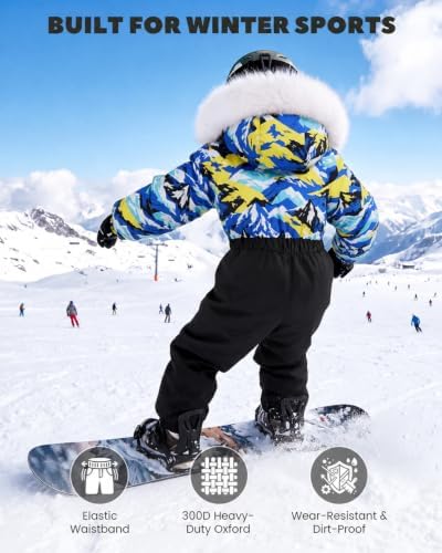 JiAmy Kids One Piece Snowsuit, Insulated Snow Ski Suit for Boys Girls, 1-8Y — 사진 3