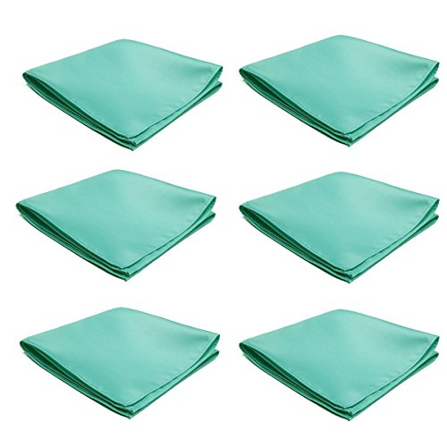 FOMANN Mens Pocket Squares Handkerchief 6 PK Wedding Party Solid Color Handkerchiefs, Mint, L