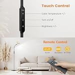 Lastar LED Floor Lamp, Floor Lamps for Living Room, 5 Brightness & 4 Color Temperature, 12W Standing Reading Lamp for Bedroom with Timer & Memory Function, Black